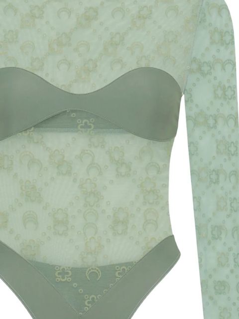 Marine Serre Moonogram long-sleeve bodysuit - Green - zdjęcie produktu nr 2