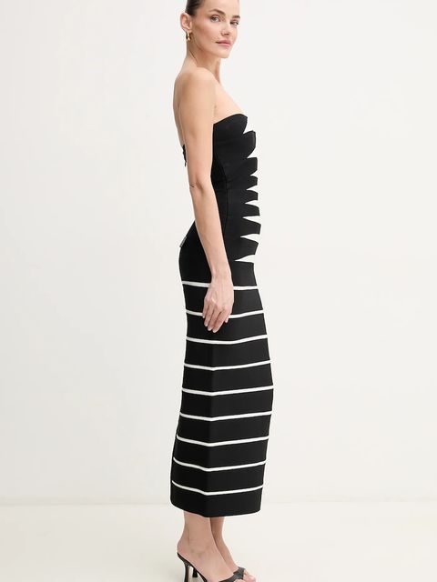 Herve Leger sukienka Cameron kolor czarny midi dopasowana HLT8513508