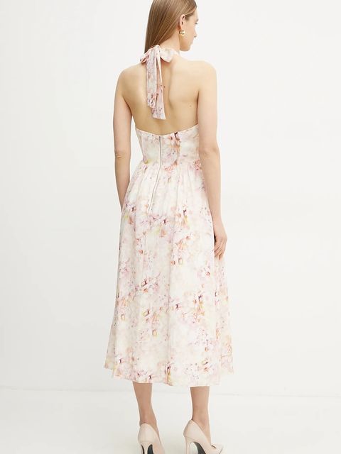 Bardot sukienka kolor różowy maxi rozkloszowana 59251DB1