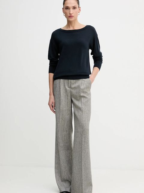 Sisley sweter wełniany damski kolor granatowy lekki 11BAM1A48