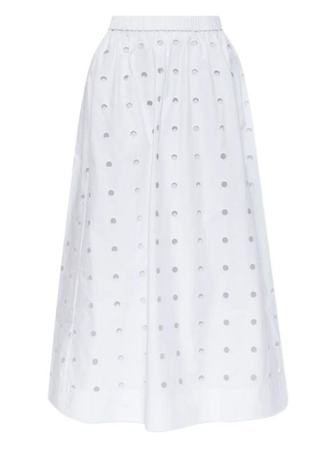 Posse open-cut dots midi A-line skirt - White - zdjęcie produktu nr 1