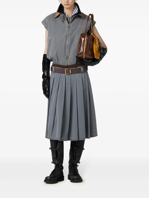 Miu Miu pleated chambray skirt - Grey