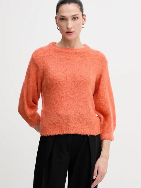 United Colors of Benetton sweter z dodatkiem moheru damski kolor pomarańczowy 1VAAD10F4