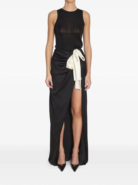 Saint Laurent draped bow silk maxi skirt - Black