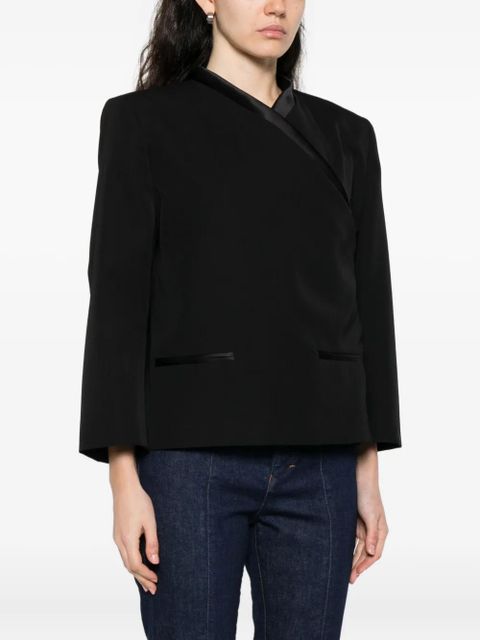 Casablanca satin-trimmed wrap jacket - Black