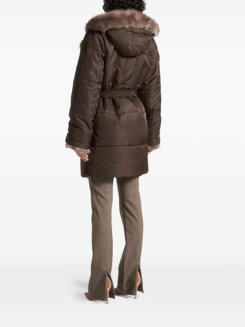 Manière De Voir belted faux-fur coat - Brown