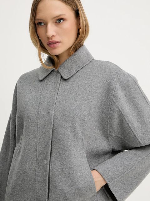 BOSS płaszcz wełniany damski kolor szary przejściowy 50543170