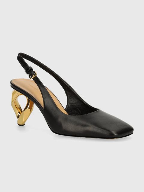 JW Anderson czółenka skórzane Chain Heel kolor czarny na słupku z odkrytą piętą ANW43022A - zdjęcie produktu nr 1