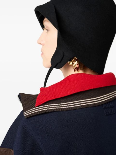 Miu Miu polo-neck zipped sweatshirt - Brown