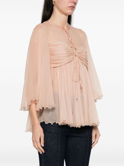 Chloé pleated silk top - Neutrals - zdjęcie produktu nr 2