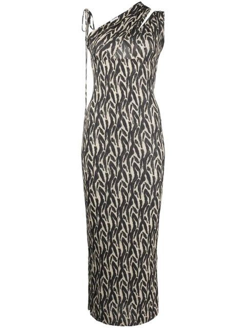 Nanushka printed one-shoulder midi dress - Neutrals - zdjęcie produktu nr 1