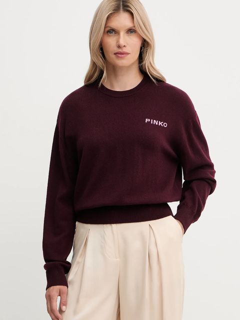 Pinko sweter wełniany damski kolor bordowy 105561 A2SI - zdjęcie produktu nr 1