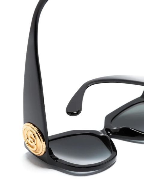 Gucci Eyewear logo-plaque round-frame sunglasses - Black