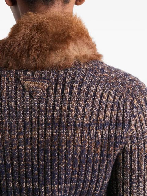Prada rib-knit V-neck cardigan - Blue