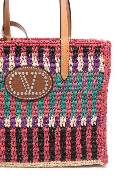 Valentino Garavani VLogo raffia tote bag - Pink