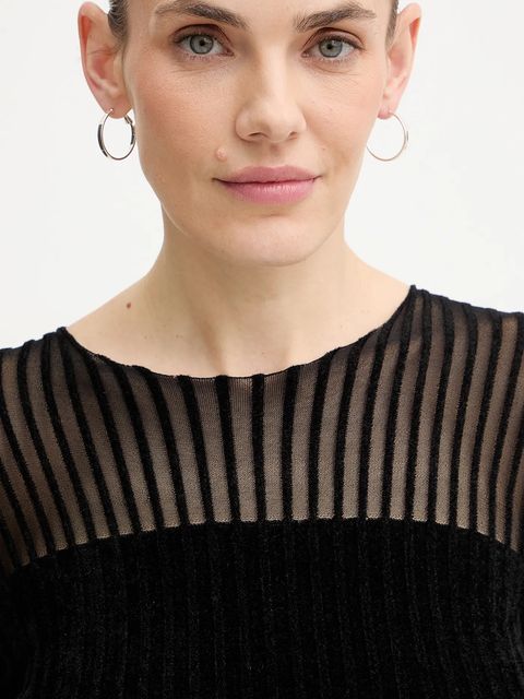 Guess bluzka welurowa ROWENA damska kolor czarny gładka W5BR62 Z0890