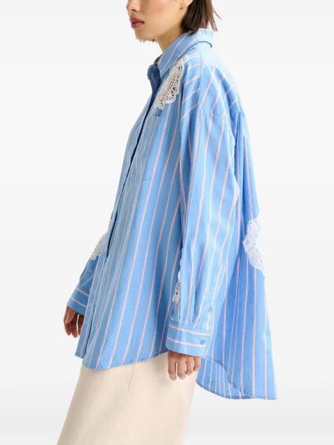 Essentiel Antwerp striped lace-patchwork shirt - Blue
