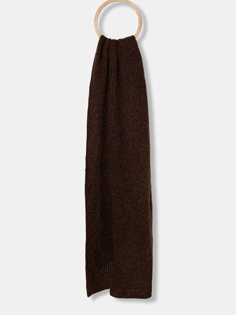 Answear.LAB szalik z wełną merino damski kolor brązowy gładki - zdjęcie produktu nr 2