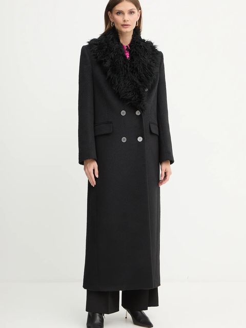 Versace Jeans Couture płaszcz z dodatkiem wełny kolor czarny 79HAT418 N0342 - zdjęcie produktu nr 1