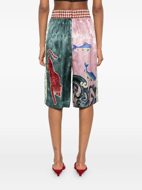 ALEMAIS Rochester animal-print drawstring shorts - Green