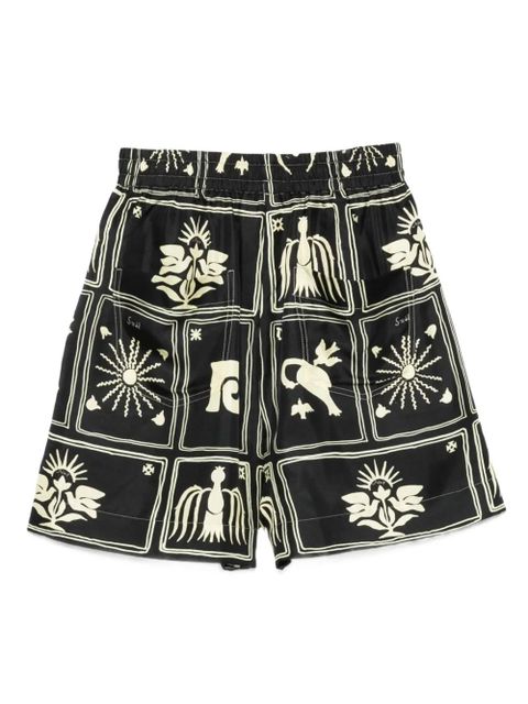 Nanushka Exter folk art-print silk shorts - Black - zdjęcie produktu nr 2