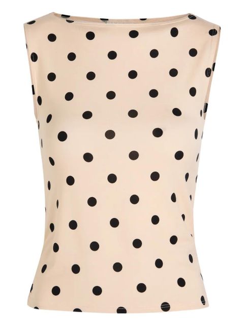 Reformation polka dot boat-neck top - Neutrals - zdjęcie produktu nr 1