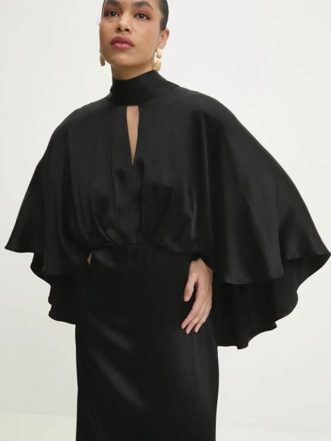 Answear.LAB sukienka kolor czarny maxi oversize