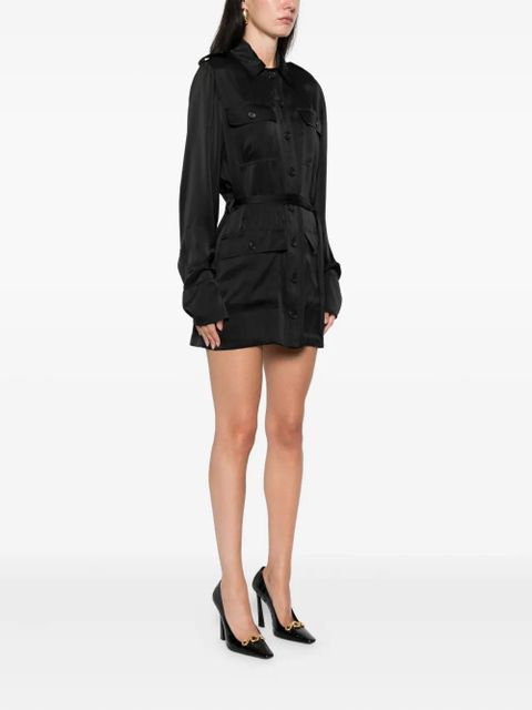 Saint Laurent belted flap-pocket shirt dress - Black