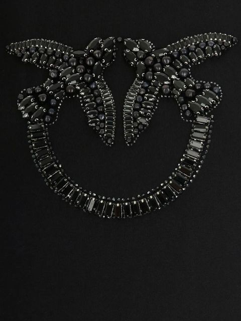 PINKO bird embellishment cotton T-shirt - NERO