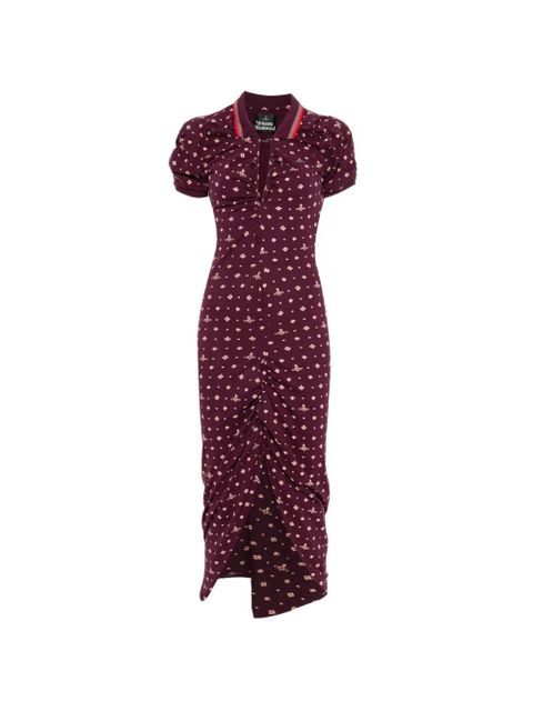 Vivienne Westwood patterned ruched midi dress - Purple - zdjęcie produktu nr 1