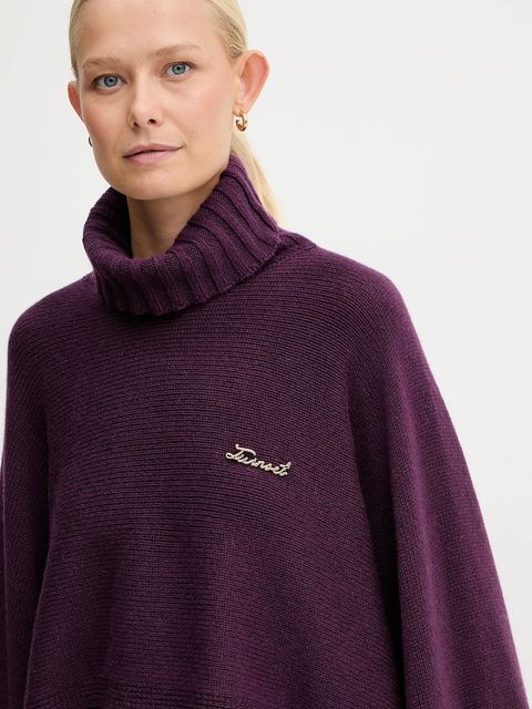 Twinset sweter z dodatkiem wełny damski kolor fioletowy lekki z golfem 252TT3422