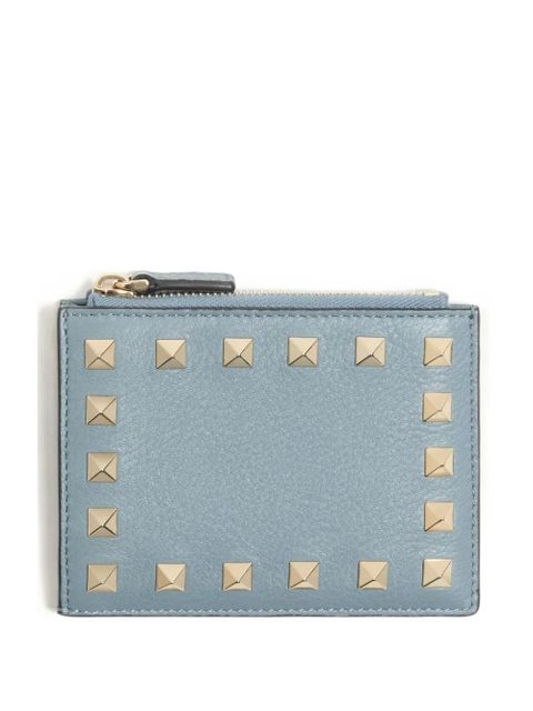 Valentino Garavani Rockstud grained-leather card holder - Blue - zdjęcie produktu nr 1