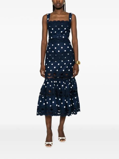 Self-Portrait polka-dot scallop-trims midi dress - Blue - zdjęcie produktu nr 2