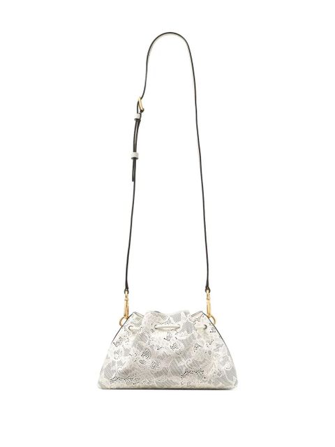 Jimmy Choo small Cinch perforated-lace drawstring shoulder bag - White - zdjęcie produktu nr 2