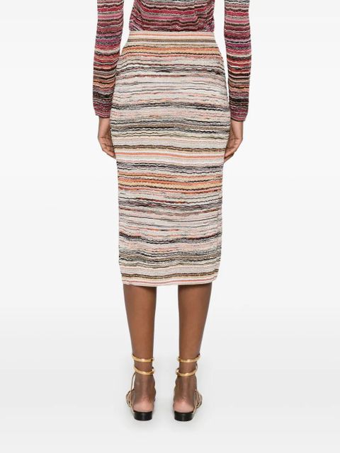 Missoni wave-pattern lamé midi skirt - Orange