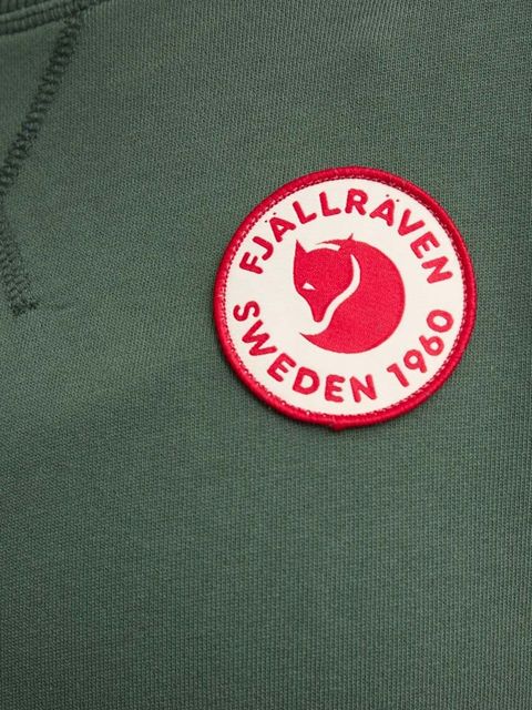 Fjallraven bluza bawełniana 1960 Logo Badge Sweater damska kolor zielony z aplikacją F87230