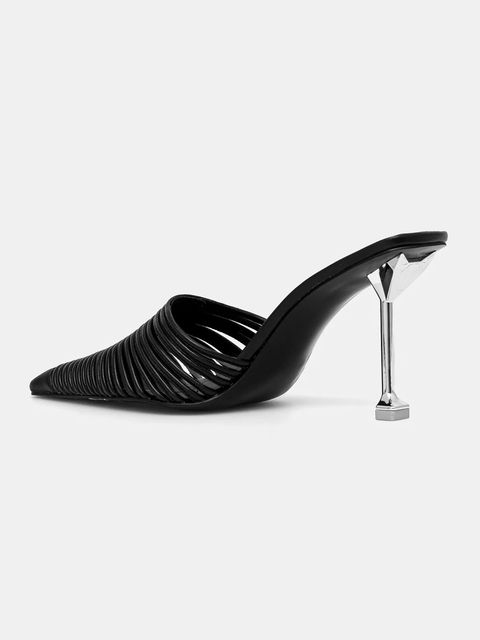 Naked Wolfe szpilki skórzane Chromed kolor czarny Chromed Black Leather