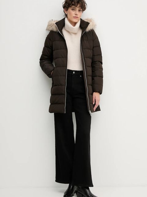 Tommy Hilfiger kurtka puchowa kolor brązowy zimowa WW0WW47540