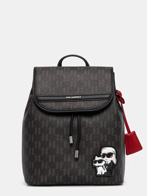 Karl Lagerfeld plecak IKON MONOGRAM damski kolor brązowy mały z aplikacją B1W30021 - zdjęcie produktu nr 1