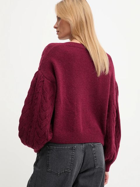 Answear.LAB sweter z wełną damski kolor bordowy ciepły