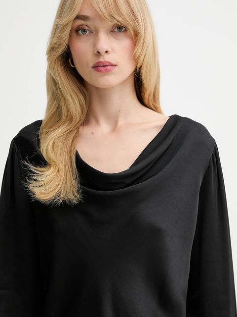 Fracomina bluzka damska kolor czarny gładka FS25WT1004W45101