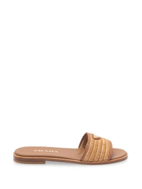 Prada triangle-logo interwoven sandals - Neutrals - zdjęcie produktu nr 1