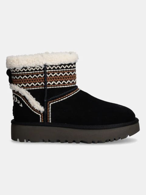 UGG śniegowce zamszowe Classic Mini Atherson kolor czarny 1158281-BLK
