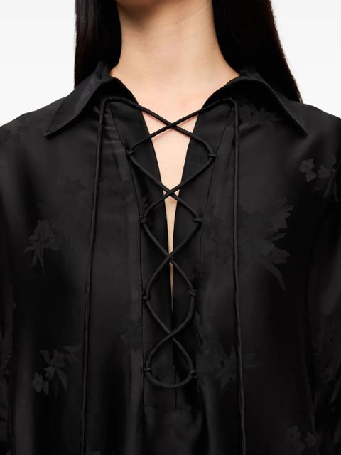 GANNI floral-jacquard shirt - Black