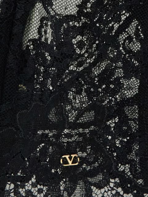 Valentino Garavani logo-detail floral-lace hood - Black