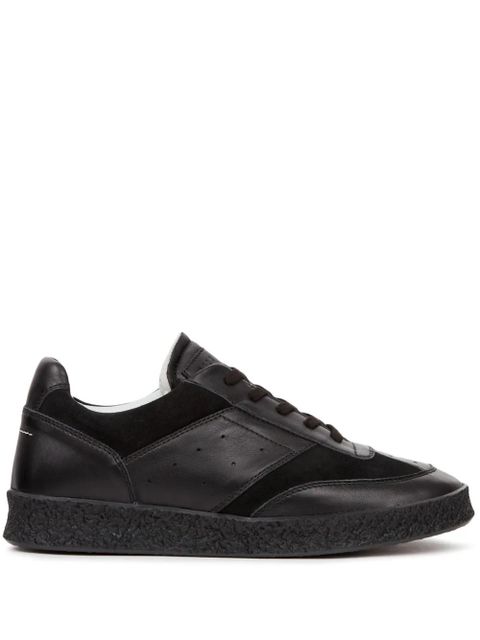 MM6 Maison Margiela stitch-logo leather sneakers - Black - zdjęcie produktu nr 1