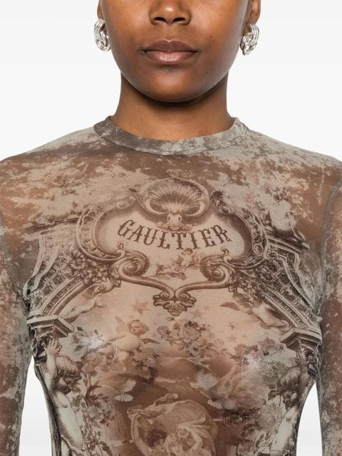 Jean Paul Gaultier graphic-print maxi dress - Neutrals