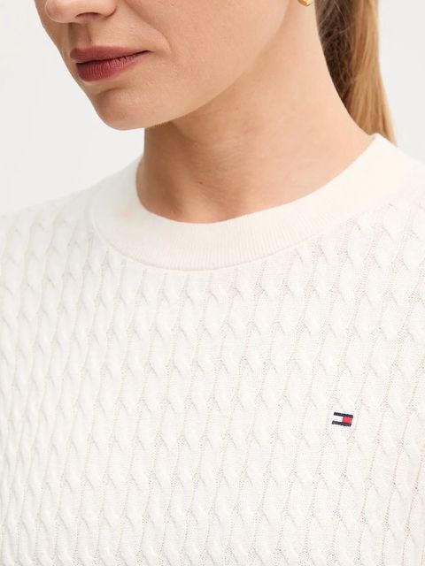 Tommy Hilfiger sweter bawełniany kolor beżowy lekki WW0WW44993
