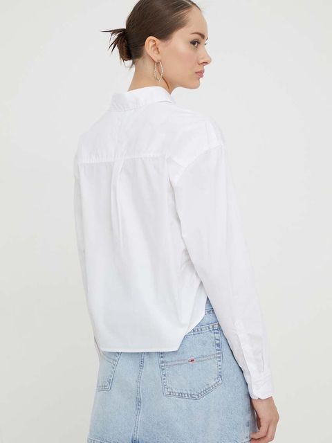 Tommy Jeans koszula damska kolor biały regular z kołnierzykiem klasycznym DW0DW17520