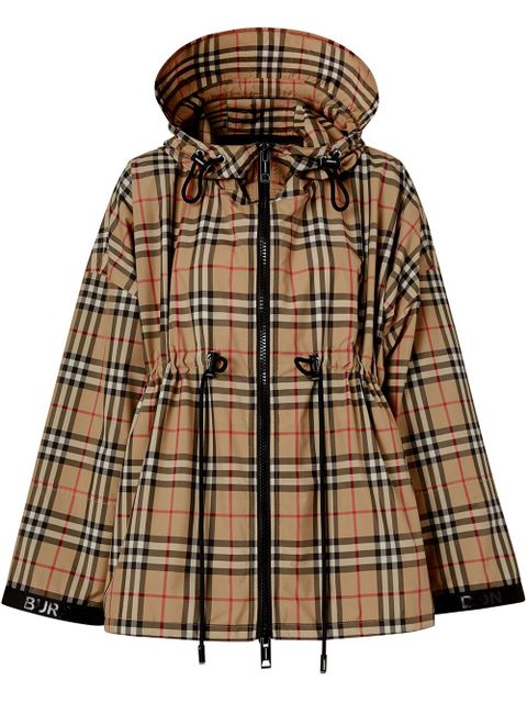 Burberry logo tape Vintage Check hooded jacket - Neutrals - zdjęcie produktu nr 1